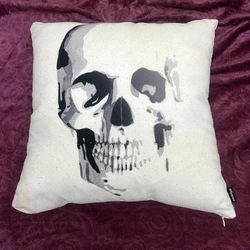 Society6 medium couch skull painting pillow